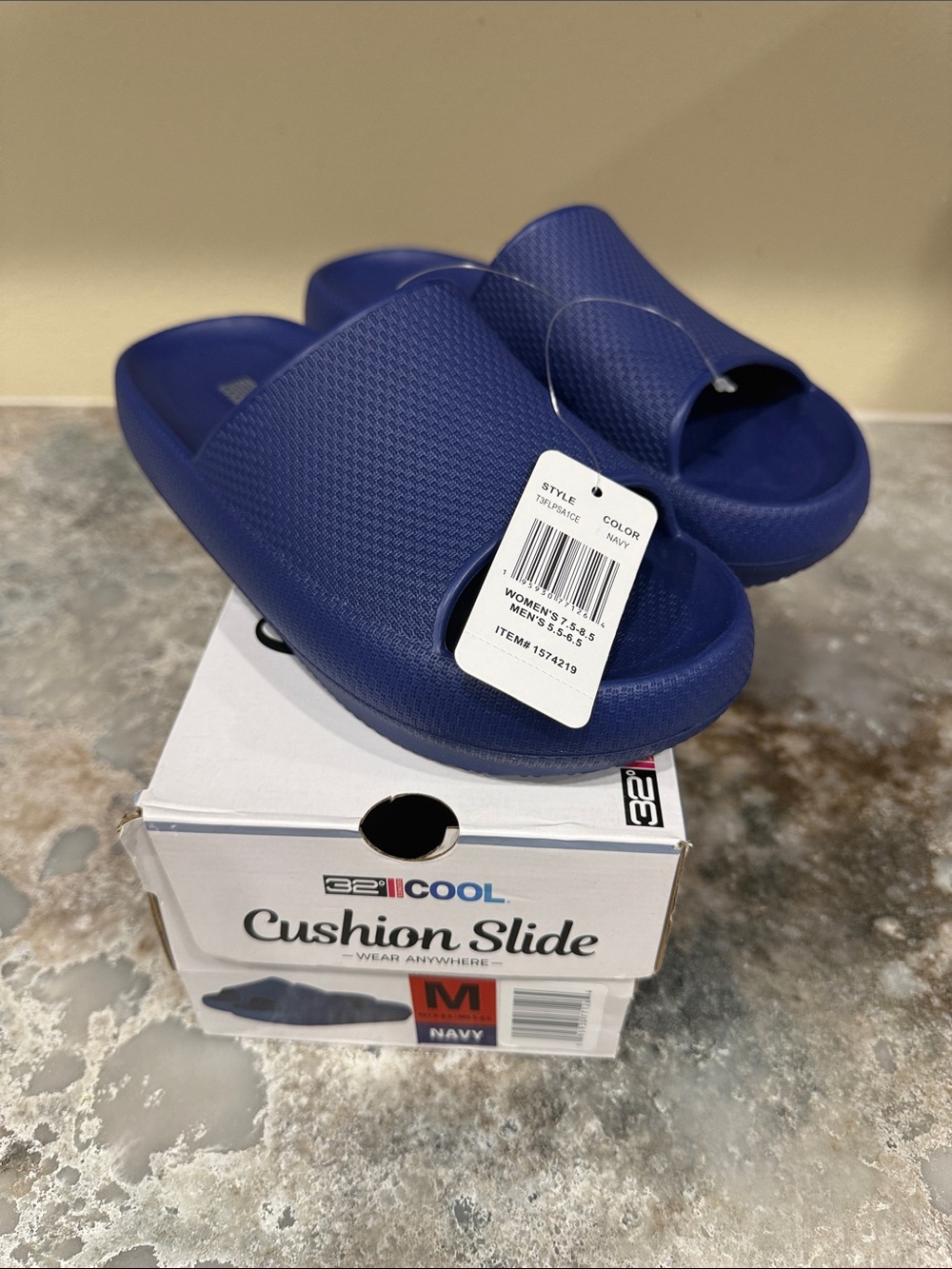 32 Degrees Navy Cushioned Slide Sandals